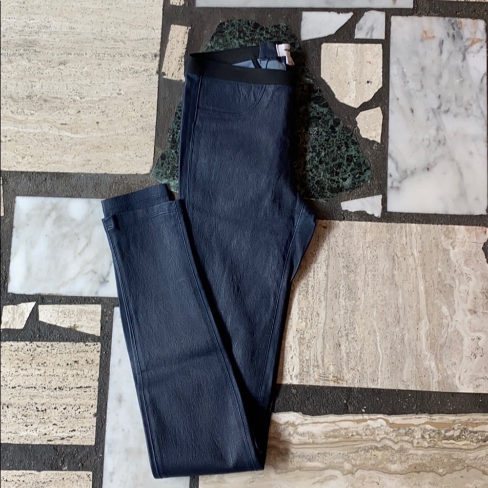 Helmut Lang Navy 💯% lamb leather leggings pants 2